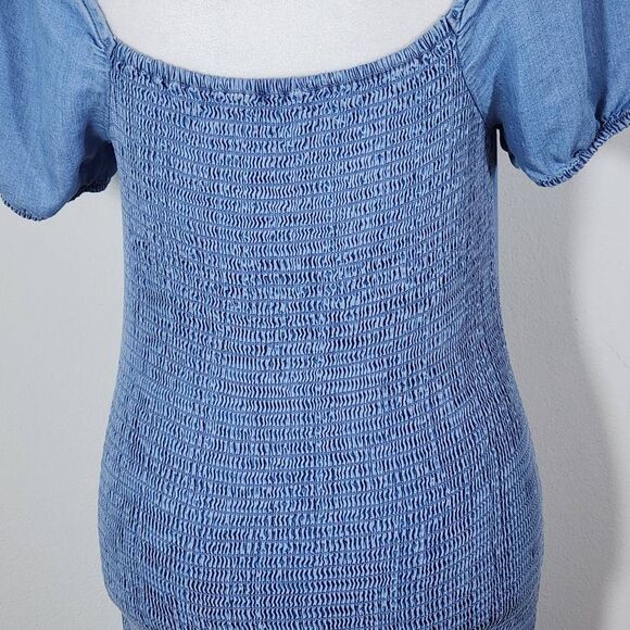 Love Tree Blue Chambray Mini Bodycon Dress Size Medium Blue Bodycon Denim Dress - Picture 6 of 10